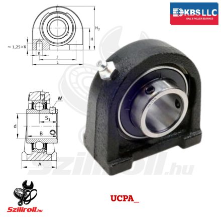 UCPA206 KBS Y-csapágyház egység 30 mm tengelyhez