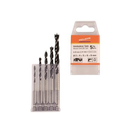 Fafúró készlet. tip.E6.3  5 db. (3.4.5.6.8 mm)  