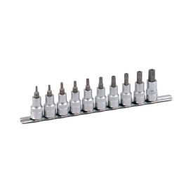 PROJAHN PRO-4224 Bitfej készlet 1/2", sínes tartó, TX15-TX60 - lyukas, 9 db