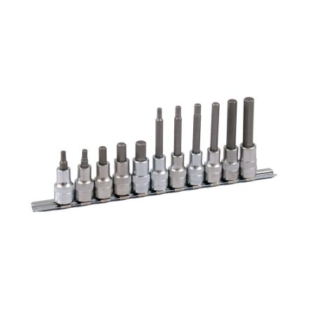 PROJAHN PRO-4234 Dugókulcs készlet- 1/2". sínes tartó. IMBUSZ 5-12 mm. IMBUSZ 5-12 hosszú. 11 db.