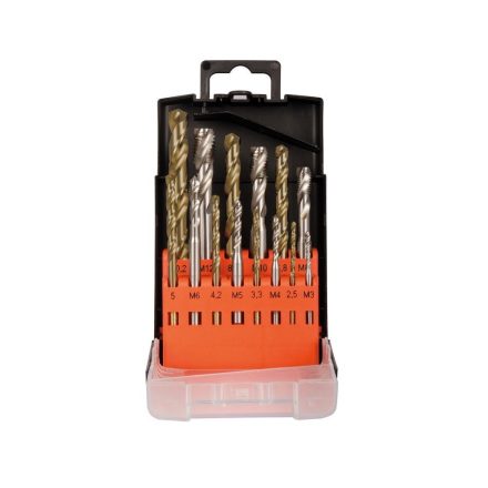 PROJAHN PRO-91041 – Fúró és menetvágó készlet HSS-CO. DIN 371/376 / 35° M3-M12. 14 db.. műanyag dobozba