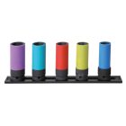5 darabos GÉPI DUGÓKULCS KÉSZLET KERÉKANYÁKHOZ SZÍNES POLIMER BETÉTEKKEL, 1/2" MÁGNESES TARTÓSÍNEN BETA 720LC/PM5