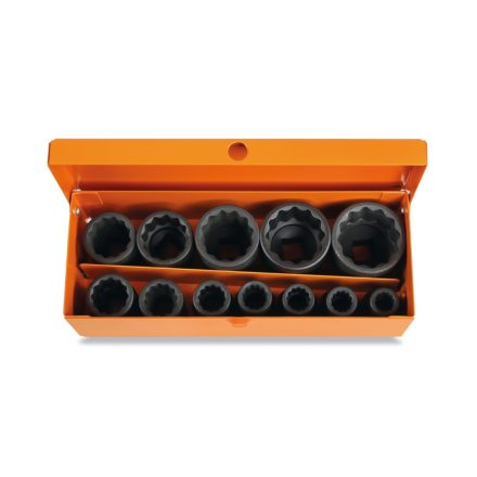12 db darabos gépi dugókulcs készlet, barnított, fémdobozban - BETA 720B/C12