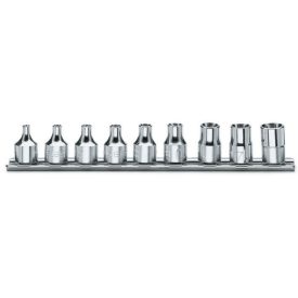 9 részes dugókulcs krómozott, készlet Torx®-csavarokhoz (910FTX cikk) tartón - BETA 910FTX/SB 9