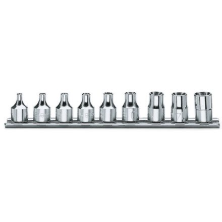 9 részes dugókulcs krómozott, készlet Torx®-csavarokhoz (910FTX cikk) tartón - BETA 910FTX/SB 9
