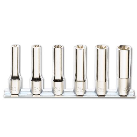 6 részes hosszú krómozott, szerszám készlet Torx®-csavarokhoz (920FTX/L cikk) tartón - BETA 920FTX/LSB 6