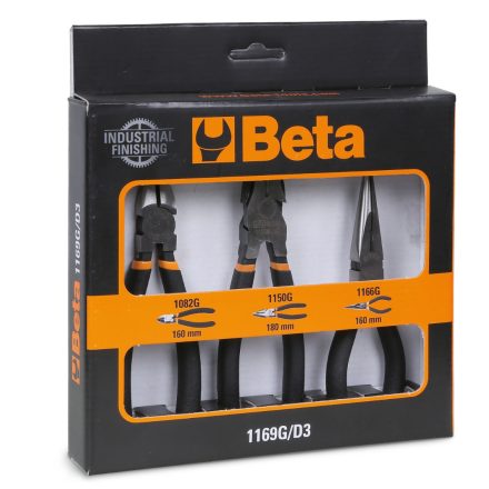 BETA 1169G/D31 – 1 kombinált fogó, 1 hosszú félkerekcsőrű fogó, 1 oldalcsípőfogó