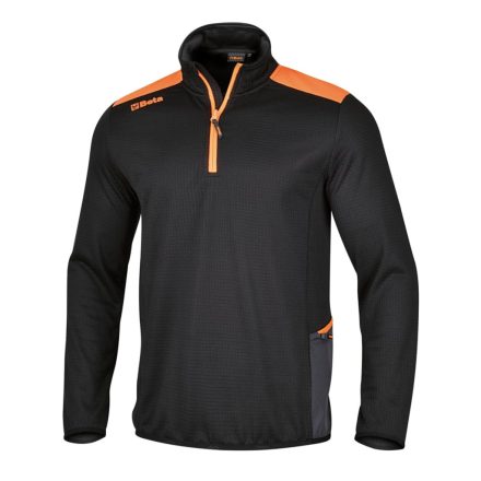 BETA 7563N – M - Rácsos mikropolár pulóver rövid cipzárral, fekete BETA 7563N M