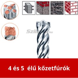 4 és 5 élű kőzetfúrók