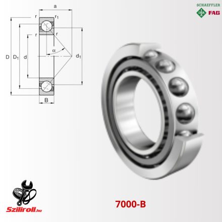 7305-B-XL-TVP-UO (FAG) ferdehatásvonalú golyóscsapágy, DIN 628-1, hatásszög 40°