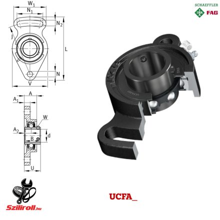 UCFA205-J7 (FAG) y-csapágyház egység JIS, Durotect BS bevonat