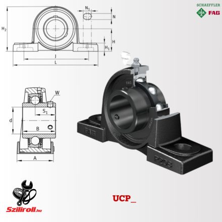 UCP203-J7 (FAG) y-csapágyház egység JIS, Durotect BS bevonat