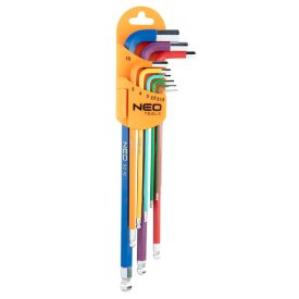 NEO TOOLS gtx-09-512 – imbuszkulcskészlet 9db hosszú 1.5-10mm, színes