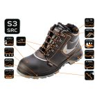 Munkavédelmi bakancs, hőszigetelt, vízálló, bőr, S3SRC, acélbetéttel, béléssel, 44