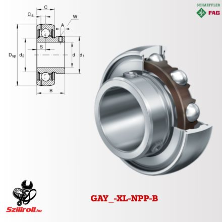 GAY40-XL-NPP-B (INA) y-csapágy, domború