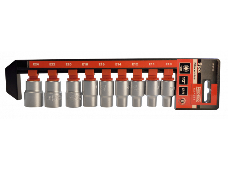 MN-57-153- 9 db-os E-TORX dugókulcs készlet 10-24 mm profi CrV 1/2  koe-59050